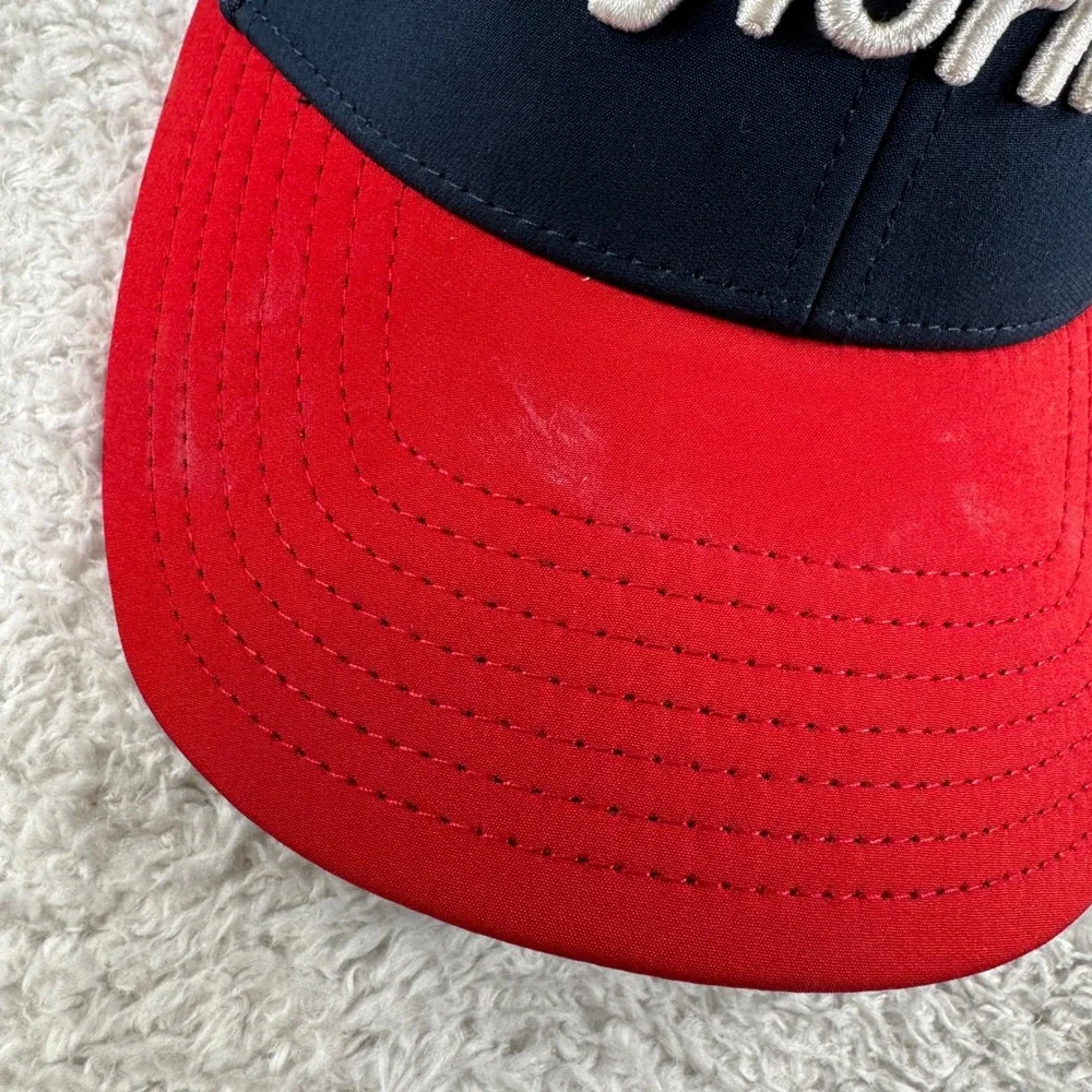 Taylormade Fitted Hat Cap Red Navy Blue Small / Medium Stretch Used Golf